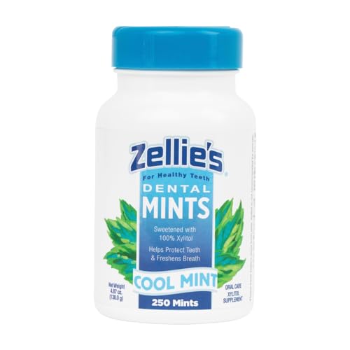 Zellie's | 100% Xylitol Sugar Free Cool Mint Breath Mints | Non-GMO, Low-Calorie, Gluten Free, Vegan & Kosher Mints (250 Count - Pack of 1)-UPStoxs