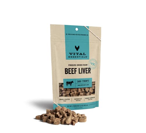 Vital Essentials Freeze Dried Raw Single Ingredient Dog Treats, Beef Liver, 2.1 oz-UPStoxs