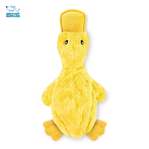 Best Pet Supplies Crinkle Dog Toy for Small, Medium, and Large Breeds, Cute No Stuffing Duck with Soft Squeaker, Fun for Indoor Puppies and Senior Pups, Plush No Mess Chew and Play - Yellow-UPStoxs