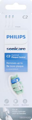 Philips Sonicare Genuine C2 Optimal Plaque Control Toothbrush Heads, 3 Brush Heads, White, HX9023/65-UPStoxs