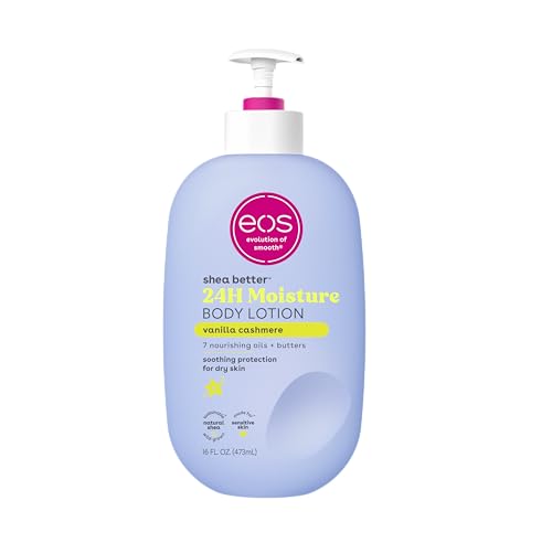 eos Shea Better Body Lotion- Vanilla Cashmere, 24-Hour Moisture Skin Care, Lightweight & Non-Greasy, Made with Natural Shea, Vegan, 16 fl oz-UPStoxs