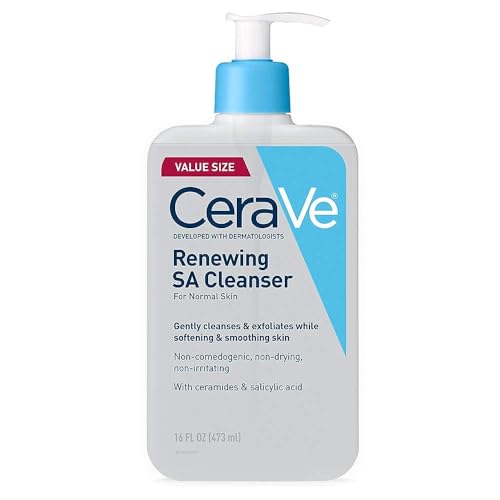 CeraVe SA Cleanser | Salicylic Acid Cleanser with Hyaluronic Acid, Niacinamide & Ceramides| BHA Exfoliant for Face | Fragrance Free Non-Comedogenic | 16 Ounce-UPStoxs