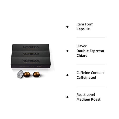 Nespresso Capsules Vertuo, Double Espresso Chiaro, Medium Roast Espresso Coffee, 30-Count Coffee Pods, Brews 2.7oz-UPStoxs