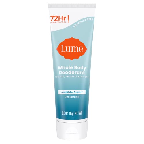 Lume Whole Body Deodorant - Invisible Cream Tube - 72 Hour Odor Control - Aluminum Free, Baking Soda Free, Skin Safe - 3.0 ounce (Unscented)-UPStoxs