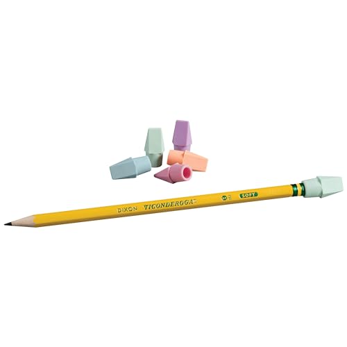 Ticonderoga Pencil Cap Erasers, Assorted Pastel Colors, 10 Count-UPStoxs