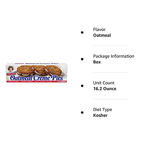 Little Debbie Oatmeal Crème Pies, 12 Individually Wrapped Sandwich Cookies, 16.2 OZ Box-UPStoxs