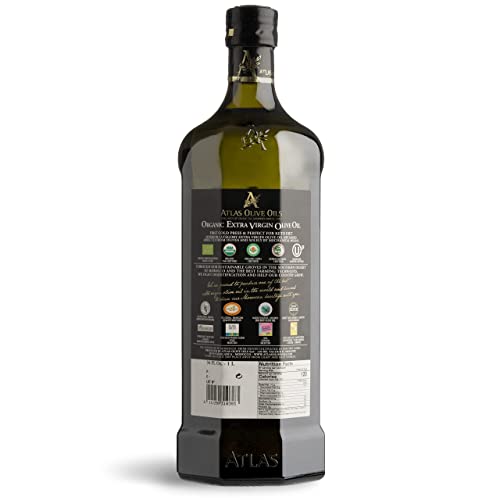 Atlas 1 LT Cold Press Extra Virgin Olive Oil with Polyphenol Rich from Morocco | Newly Harvested Unprocessed from One Single Family Farm | Moroccan Organic EVOO Trusted by Michelin Star Chefs-UPStoxs