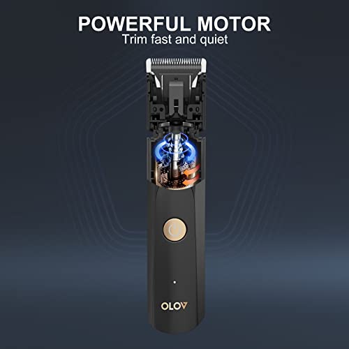 OLOV Electric Groin Hair Trimmer - Ball Trimmer for Men - Nose Hair Trimmer, Replaceable Ceramic Blade Heads, USB Recharge Dock & Nosetrimmer Head, Waterproof Male Hygiene Razor-UPStoxs