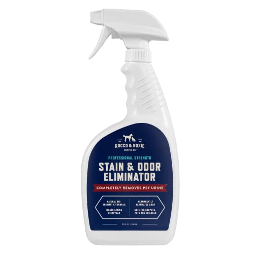 Rocco & Roxie Supply Co. Stain & Odor Eliminator for Strong Odor, 32oz Enzyme Pet Odor Eliminator for Home, Carpet Stain Remover for Cats & Dog Pee, Enzymatic Cat Urine Destroyer, Carpet Cleaner Spray-UPStoxs