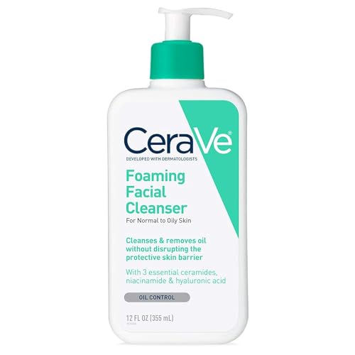 CeraVe Foaming Facial Cleanser | Daily Face Wash for Oily Skin with Hyaluronic Acid, Ceramides, and Niacinamide| Fragrance Free Paraben Free | 12 Fluid Ounce-UPStoxs