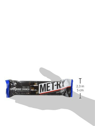 MET-Rx Big 100 Protein Bar, Meal Replacement Bar, 32G Protein, Super Cookie Crunch, 9 Bars (Pack of 1)-UPStoxs