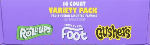 Fruit Roll-Ups, Fruit by the Foot, Gushers, Snacks Variety Pack, 16 ct-UPStoxs