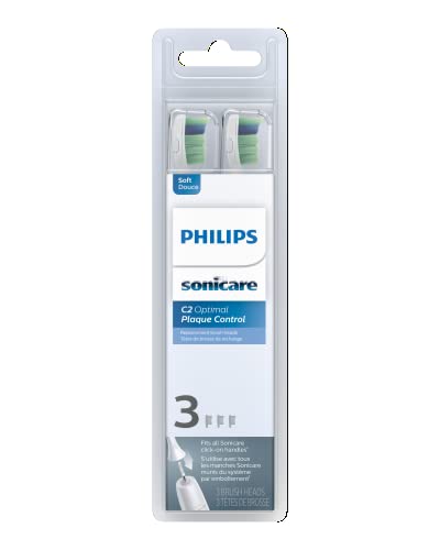 Philips Sonicare Genuine C2 Optimal Plaque Control Toothbrush Heads, 3 Brush Heads, White, HX9023/65-UPStoxs