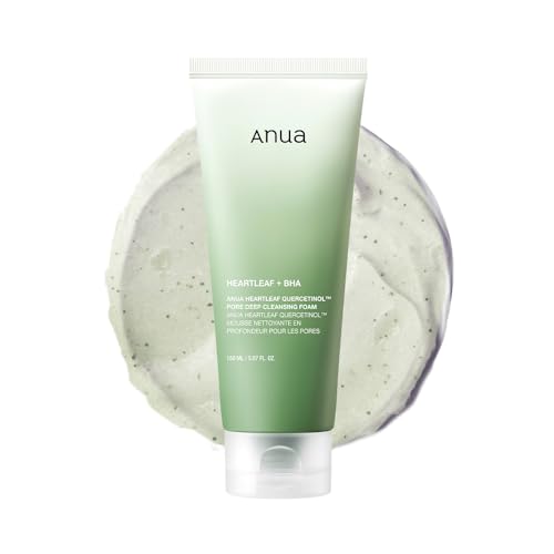 ANUA Heartleaf Quercetinol Pore Deep Cleansing Foam, Facial Cleanser, for Double Cleansing, BHA, Hyaluronic Acid, Glycerin, Face Wash, Blackhead Remover, Korean Skincare (150ml/5.07 fl.oz.)-UPStoxs