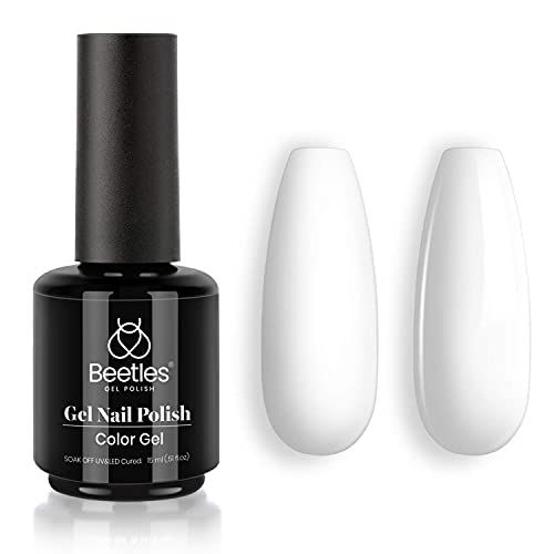 Beetles Gel Nail Polish, 1 Pcs 15ml White Color Soak Off Gel Polish Nail Art Manicure Salon DIY Gel Nail Design Decoration at Home Nail Lamp Needed Nails Manicure Kit Gift-UPStoxs