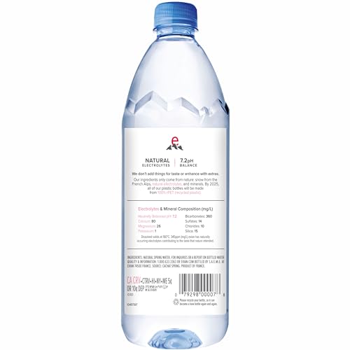 evian Natural Spring Water, PH Balanced with Natural Electrolytes, 33.8fl oz./1L Bottles (pack of 12)-UPStoxs