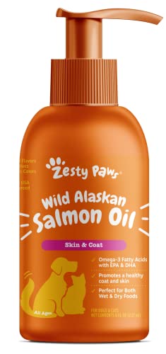 Wild Alaskan Salmon Oil for Dogs & Cats - Omega 3 Skin & Coat Support - Liquid Food Supplement for Pets - Natural EPA + DHA Fatty Acids for Joint Function, Immune & Heart Health 8oz - Pump Top-UPStoxs