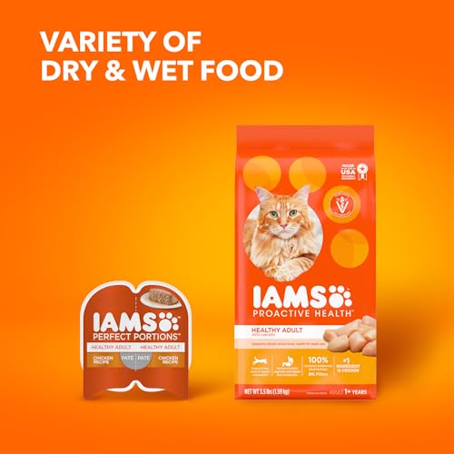 IAMS PROACTIVE HEALTH Adult Healthy Dry Cat Food with Chicken Cat Kibble, 22 lb. Bag-UPStoxs