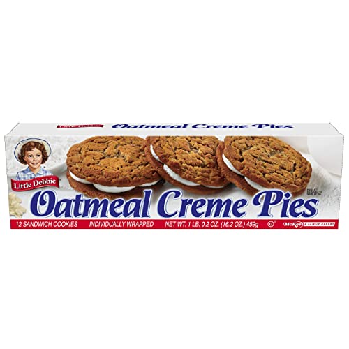 Little Debbie Oatmeal Crème Pies, 12 Individually Wrapped Sandwich Cookies, 16.2 OZ Box-UPStoxs