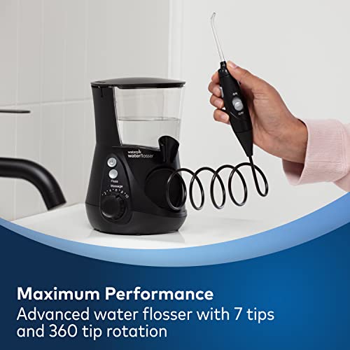 Waterpik Aquarius Water Flosser Professional For Teeth, Gums, Braces, Dental Care, Electric Power With 10 Settings, 7 Tips For Multiple Users And Needs, ADA Accepted, Black WP-662, Packaging May Vary-UPStoxs