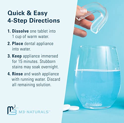 Retainer Cleanser Tablets Invisalign Cleaner FSA HSA Approved Remove Odors Discoloration Stains and Plaque 4 Month Supply Denture Cleansers Retainers Mouth Guards Denture Bath Mint by M3 Naturals-UPStoxs