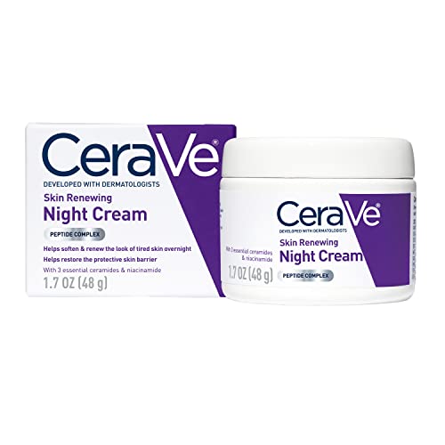 CeraVe Skin Renewing Night Cream | Niacinamide, Peptide Complex, and Hyaluronic Acid Moisturizer for Face | 1.7 Ounce, Packaging may Vary-UPStoxs