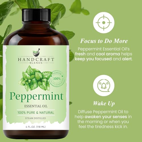 Handcraft Blends Peppermint Essential Oil - Huge 4 Fl Oz - 100% Pure and Natural - Premium Grade with Glass Dropper-UPStoxs