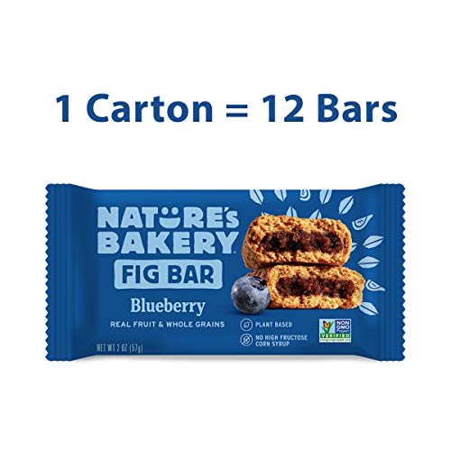 Nature's Bakery Whole Wheat Fig Bars, Blueberry, Real Fruit, Vegan, Non-GMO, Snack bar, Twin packs- 12 count-UPStoxs