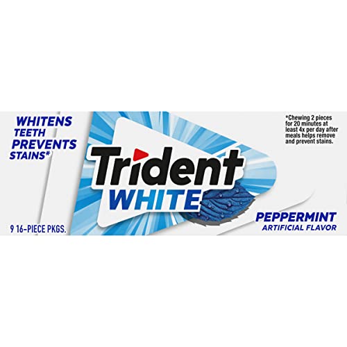 Trident White Peppermint Sugar Free Gum, 16 Count (Pack of 9)-UPStoxs