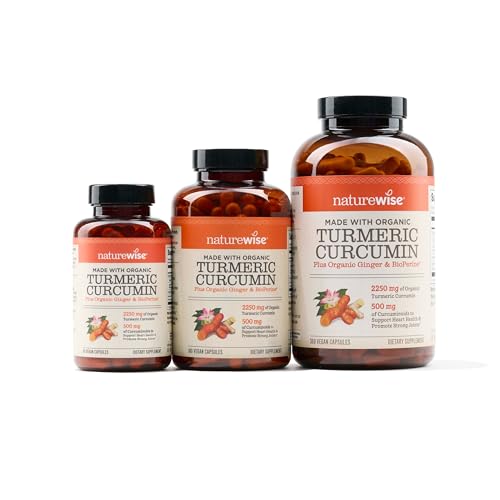 NatureWise Curcumin Turmeric 2250mg | 95% Curcuminoids & BioPerine Black Pepper Extract | Advanced Absorption for Joint Support [2 Month Supply - 180 Count]-UPStoxs