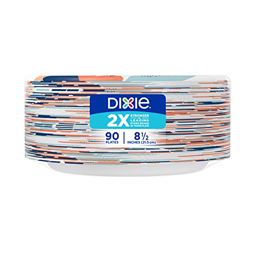 Dixie Medium Paper Plates, 8.5 Inch, 90 Count, 2X Stronger*, Microwave-Safe, Soak-Proof, Cut Resistant, Disposable Plates For Everyday Breakfast, Lunch, & Dinner Meals-UPStoxs