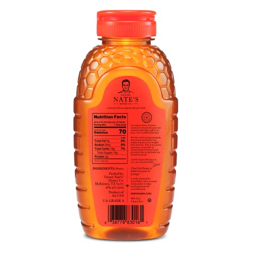 Nate's 100% Pure, Raw & Unfiltered Honey - Award-Winning Taste, 16 oz. Squeeze Bottle-UPStoxs