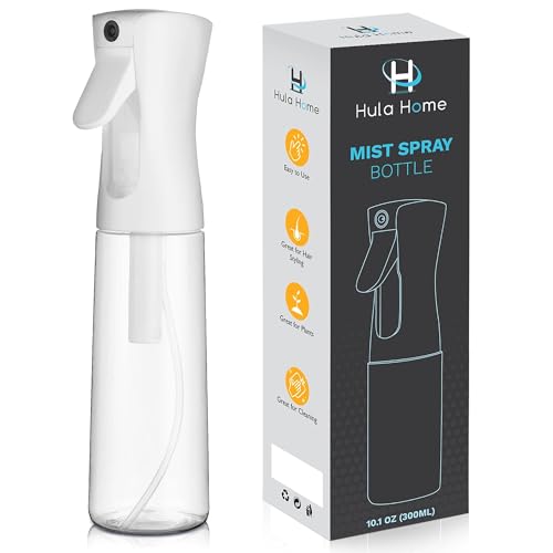 Hula Home Spray Bottle for Hair (10.1oz/300ml) - Continuous Empty Ultra Fine Plastic Water Mist Sprayer – For Hairstyling, Cleaning, Salons, Plants, Essential Oil Scents & More - White-UPStoxs