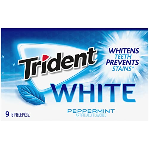 Trident White Peppermint Sugar Free Gum, 16 Count (Pack of 9)-UPStoxs