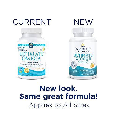 Nordic Naturals Ultimate Omega, Lemon Flavor - 90 Soft Gels - 1280 mg Omega-3 - High-Potency Omega-3 Fish Oil Supplement with EPA & DHA - Promotes Brain & Heart Health - Non-GMO - 45 Servings-UPStoxs