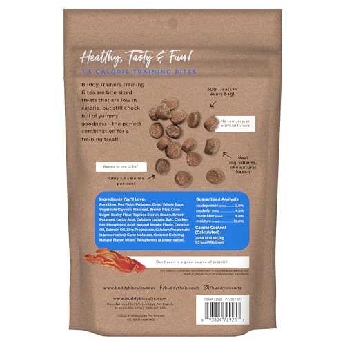 Buddy Biscuits Trainers 10 oz. Pouch of Training Bites Soft & Chewy Dog Treats Made with Bacon Flavor-UPStoxs