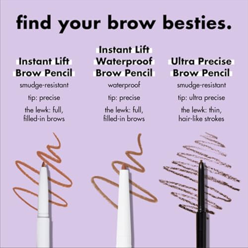 e.l.f., Instant Lift Brow Pencil, Dual-Sided, Precise, Fine Tip, Shapes, Defines, Fills Brows, Contours, Combs, Tames, Neutral Brown, 0.006 Oz-UPStoxs