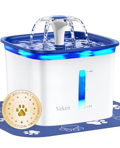 Veken 95oz/2.8L Pet Fountain, Automatic Cat Water Fountain Dog Water Dispenser with Replacement Filters for Cats, Dogs, Multiple Pets (Blue, Plastic)-UPStoxs