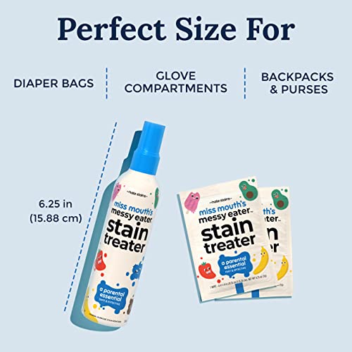 Miss Mouth's Messy Eater Stain Treater Spray - 4oz 2 Pack Stain Remover - Newborn & Baby Essentials - No Dry Cleaning Food, Grease, Coffee Off Laundry, Underwear, Fabric-UPStoxs