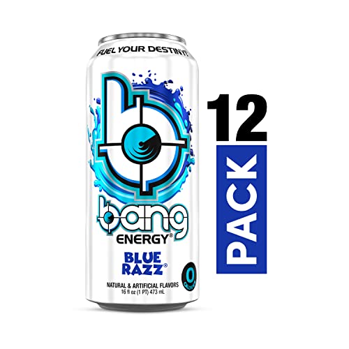 Bang Energy Blue Razz, Sugar-Free Energy Drink, 16-Ounce (Pack of 12)-UPStoxs