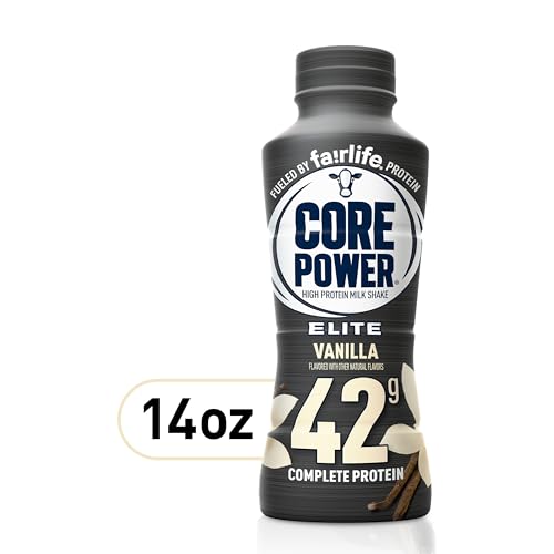 Core Power Fairlife Elite 42g High Protein Milk Shake Bottle, Ready To Drink for Workout Recovery, kosher, Liquid, Vanilla, 14 Fl Oz (Pack of 12)-UPStoxs