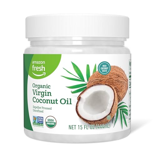 Amazon Fresh, Organic Virgin Coconut Oil, 15 Fl Oz (Previously Happy Belly, Packaging May Vary)-UPStoxs