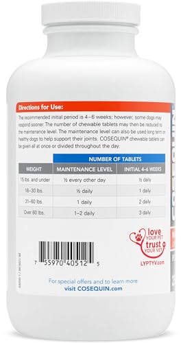 Nutramax Laboratories Cosequin Maximum Strength Joint Health Supplement for Dogs - With Glucosamine, Chondroitin, and MSM, 250 Chewable Tablets-UPStoxs