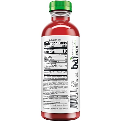 Bai Antioxidant Infused Water Beverage, Zambia Bing Cherry, with Vitamin C and No Artificial Sweeteners, 18 Fluid Ounce Bottle, 12 Pack-UPStoxs