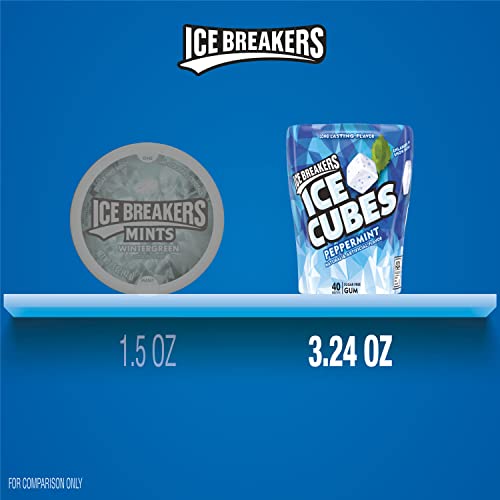 ICE BREAKERS Ice Cubes Peppermint Sugar Free Chewing Gum Bottles, 3.24 oz (6 Count, 40 Pieces)-UPStoxs