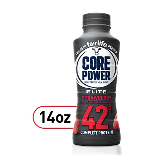 Core Power Fairlife Elite 42g High Protein Milk Shake Bottle , Ready To Drink for Workout Recovery, Strawberry, 14 Fl Oz, Liquid, kosher (Pack of 12)-UPStoxs