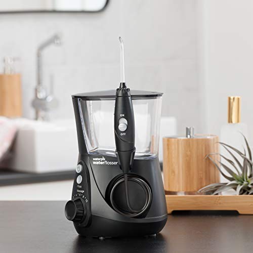 Waterpik Aquarius Water Flosser Professional For Teeth, Gums, Braces, Dental Care, Electric Power With 10 Settings, 7 Tips For Multiple Users And Needs, ADA Accepted, Black WP-662, Packaging May Vary-UPStoxs