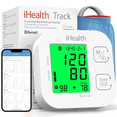 iHealth Track Smart Upper Arm Blood Pressure Monitor with Wide Range Cuff That fits Standard to Large Adult Arms, Bluetooth Compatible for iOS & Android Devices-UPStoxs