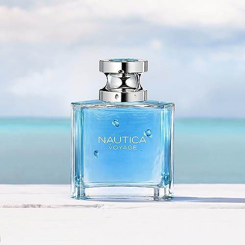 Nautica Voyage Eau De Toilette for Men - Fresh, Romantic, Fruity Scent Woody, Aquatic Notes of Apple, Water Lotus, Cedarwood, and Musk Ideal Day Wear 3.3 Fl Oz-UPStoxs