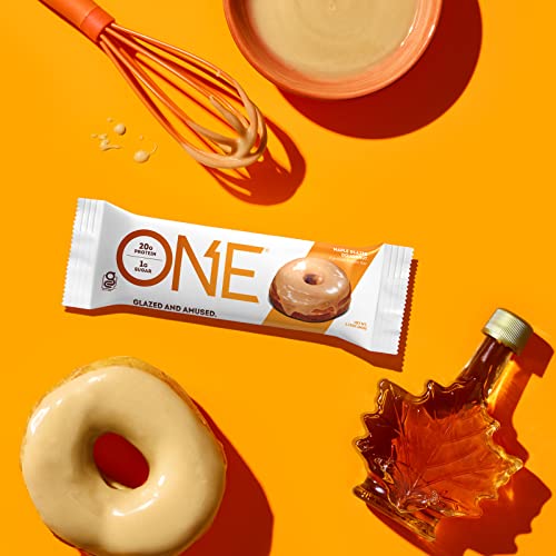 ONE Protein Bars, Maple Glazed Doughnut, Gluten Free Protein Bars with 20g Protein and 1g Sugar, Pantry Staples, 2.12 oz (12 Count)-UPStoxs